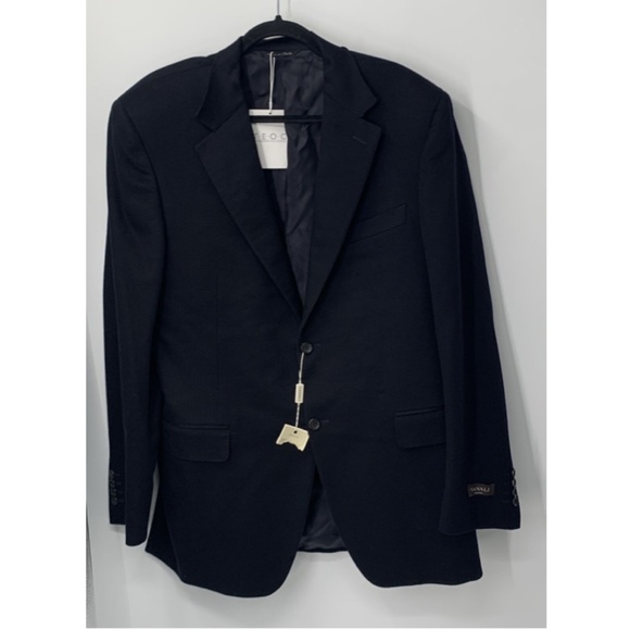 Canali mens black cashmere sports coat notch lapel NWD sz 54/6 L